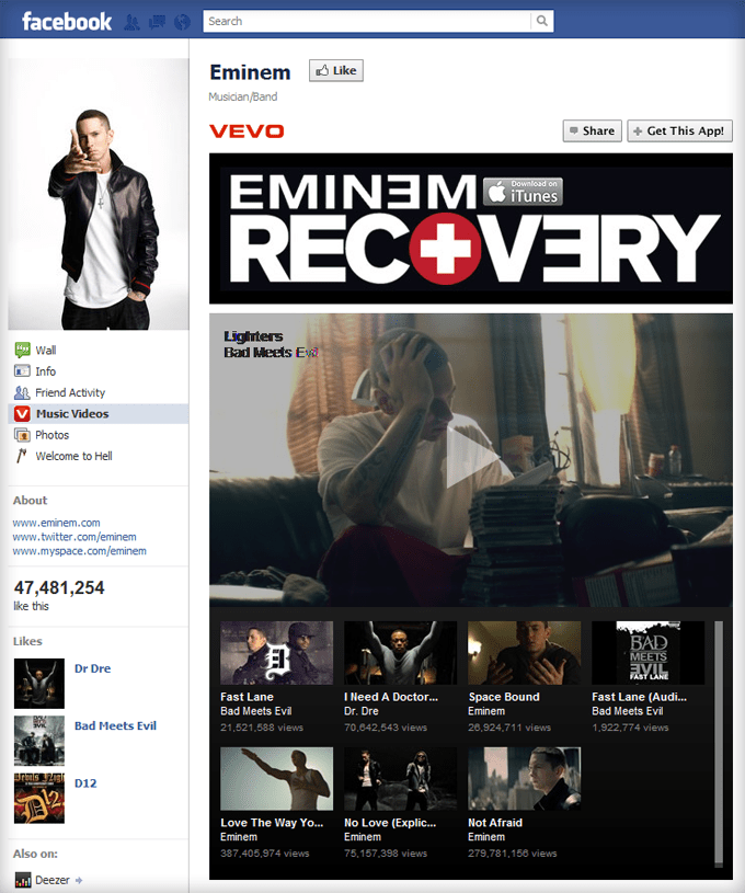 Eminem Facebook Page