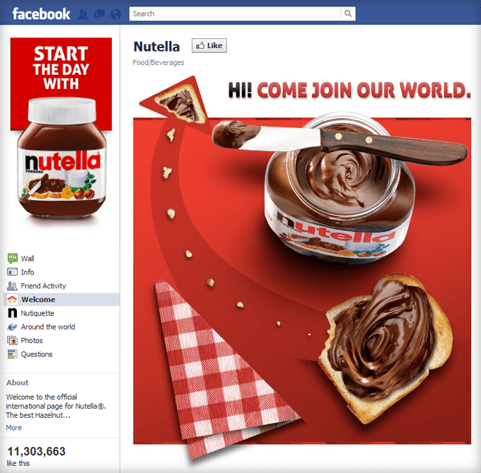 Nutella Facebook Page