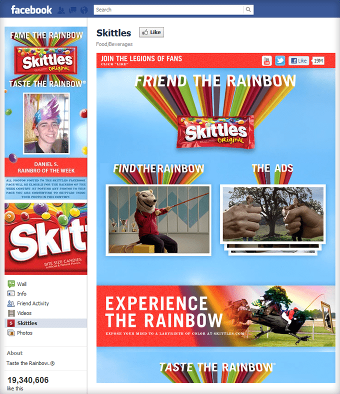 Skittles Facebook Page