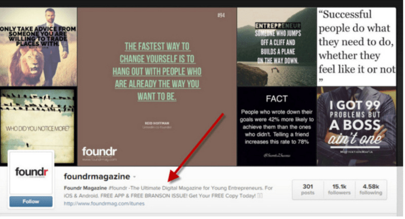 Foundr Magazine is a great example of creating amazing visual content on Instagram.