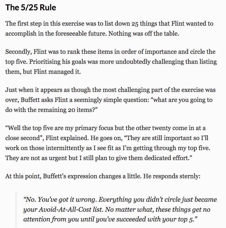 Warren Buffett’s 5/25 Rule 
